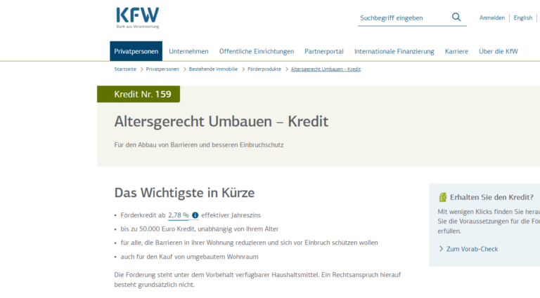 Screenshot of the KFW Bank website