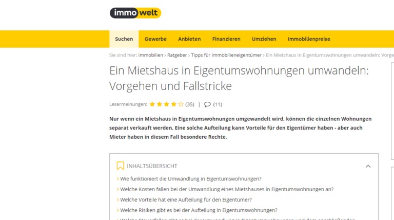 Die Startseite von Immowelt