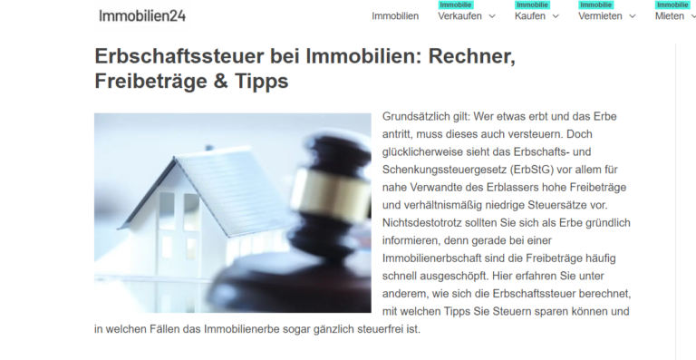 Screenshot der Website von ImmobilienScout24