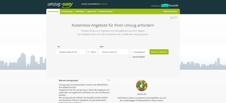 Screenshot von www.umzug-easy.de