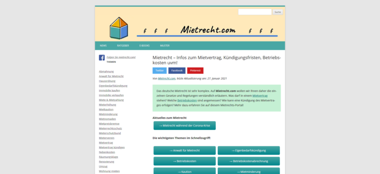 Screenshot von www.mietrecht.com