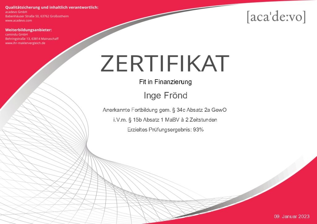 Fit in Finanzierung Zertifikat