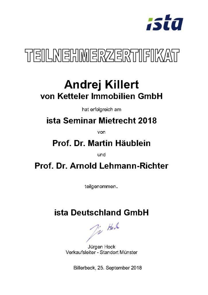 ISTA Seminar Zertifikat