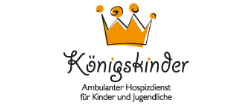 Logo von KönigsKinder, einem Kinderhospizdienst, mit einer verspielten Krone über dem Namen in einer skurrilen Schriftart.