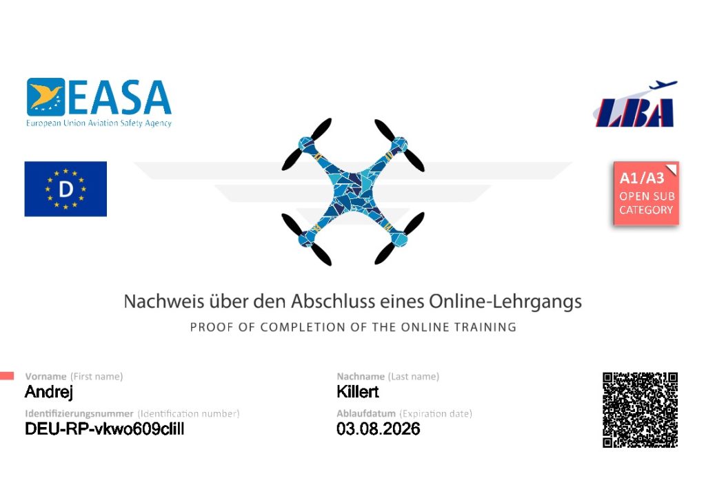 Nachweis für Fernpiloten