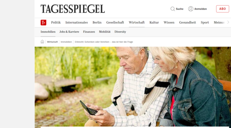 Screenshot der Website vom Tagesspiegel