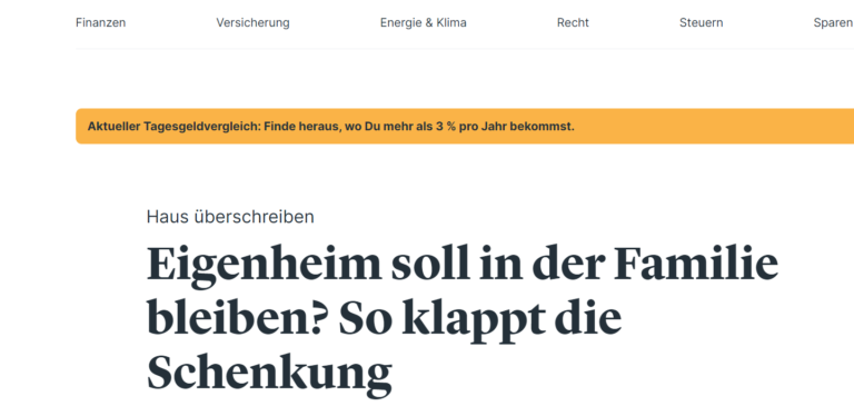 Screenshot der Website von Finanztip