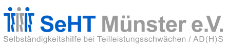 Logo von SeHT Münster e.V., einer Organisation zur Förderung der Selbstständigkeit von Menschen mit Leistungsschwächen/AD(H)S.