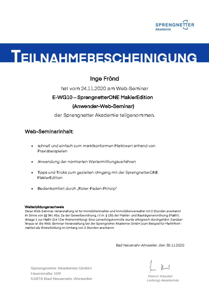 SprengnetterONE Makler-Edition