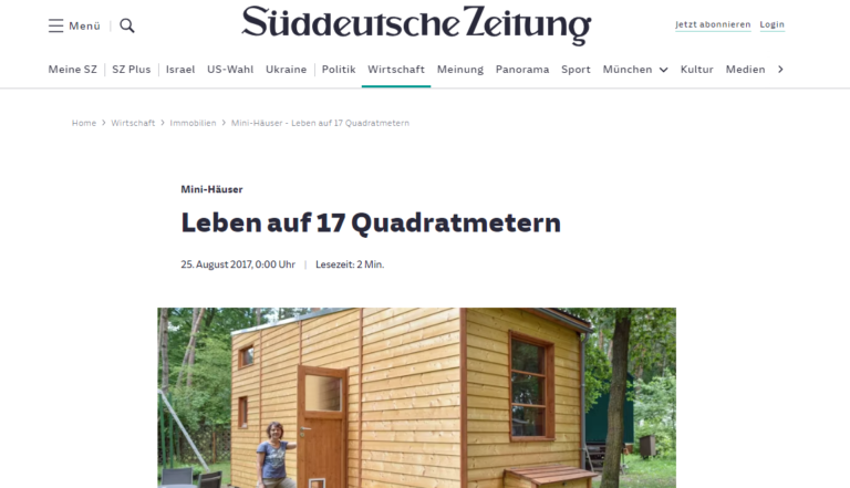 Screenshot of the Süddeutsche Zeitung website