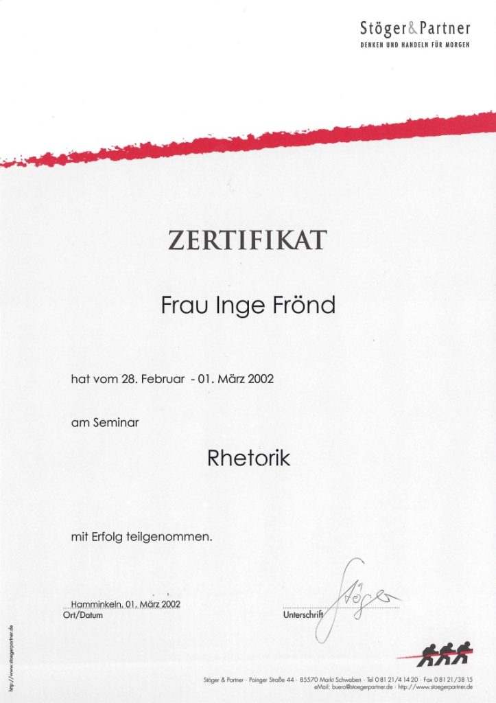 Rhetorik Zertifikat