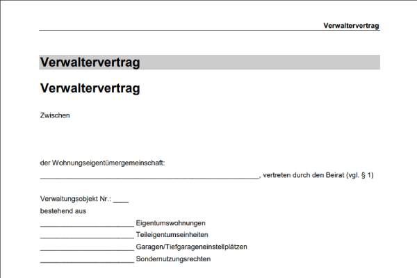 Verwaltervertrag Muster