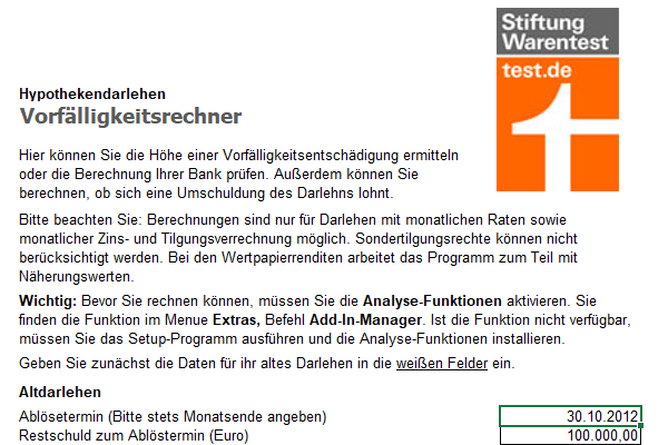 Vorfaelligkeitsrechner